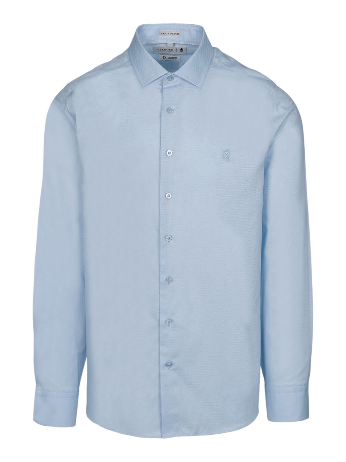Pringle | Tim Tailored Textured Long Sleeve Shirt | Tall | Light Blue, Size: M