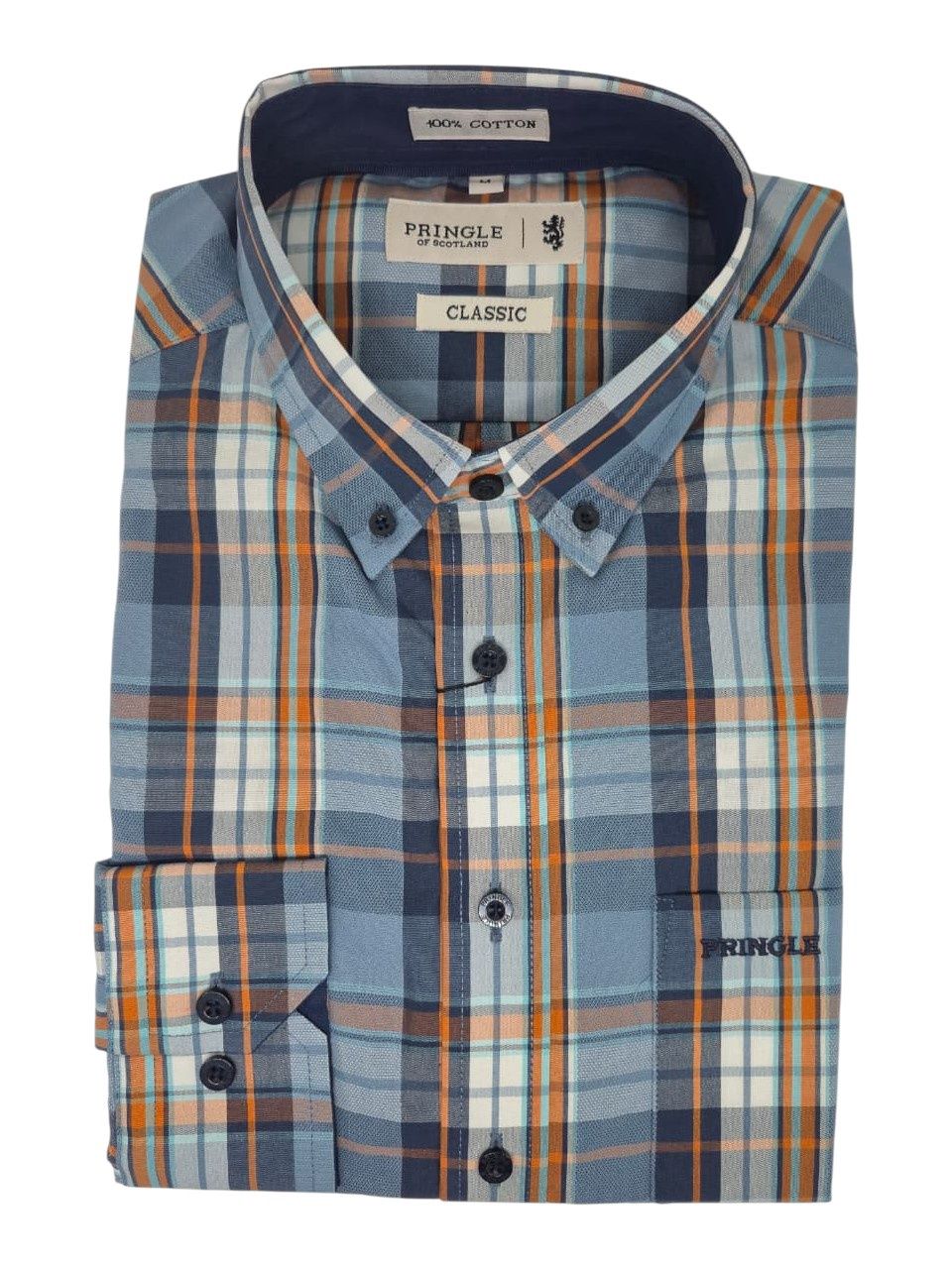 Pringle | Classic Long Sleeve Shirt | Jordan | Blue, Size: M