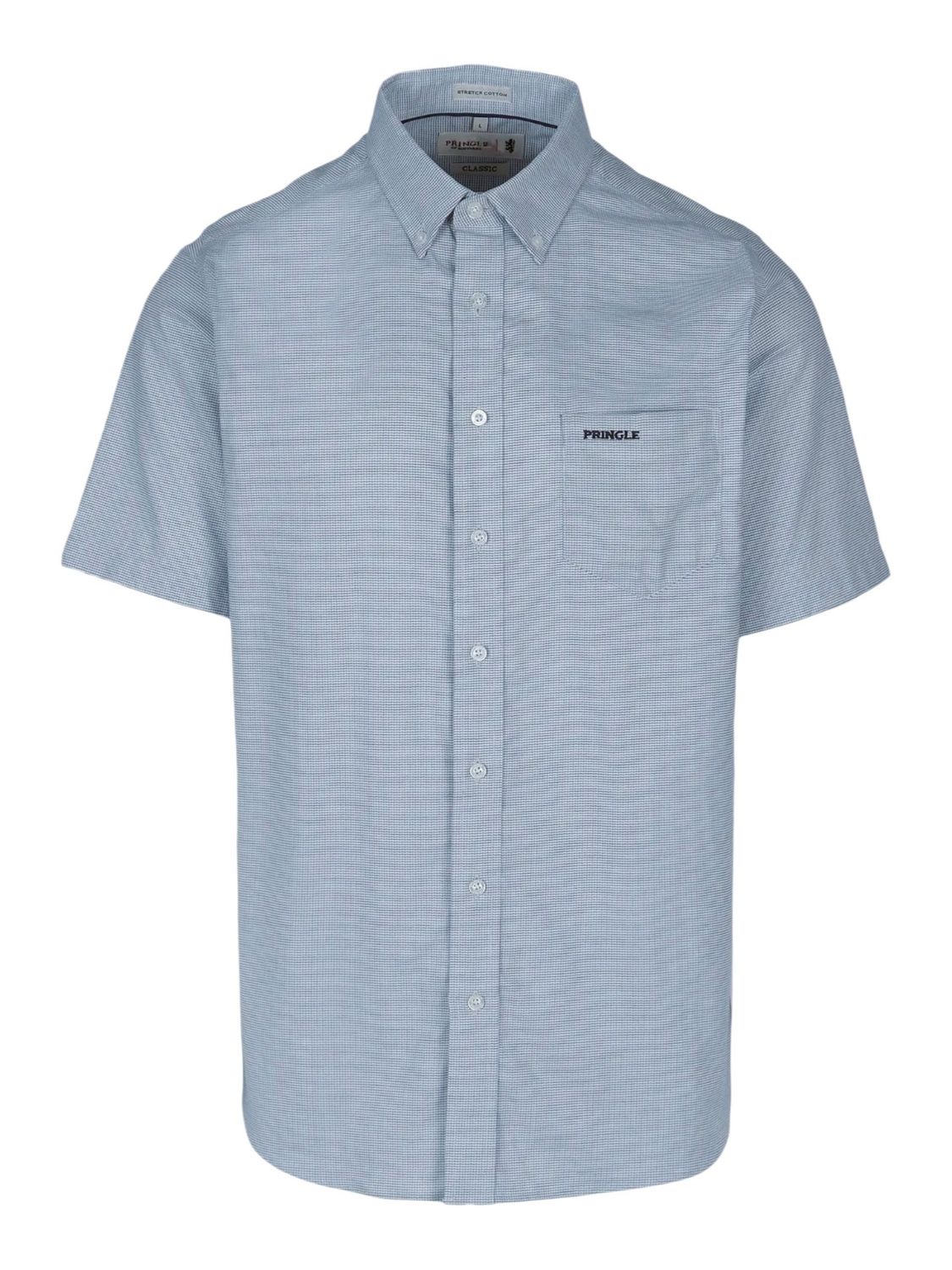 Pringle | Moses Textured Classic Short Sleeve Shirt | Blue, Size: S