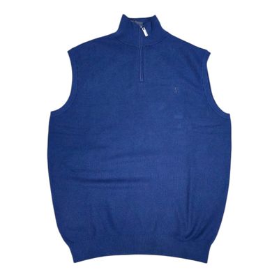 Pringle | Ricky Sleeveless 1/4 Zip Knitwear | Mid Blue