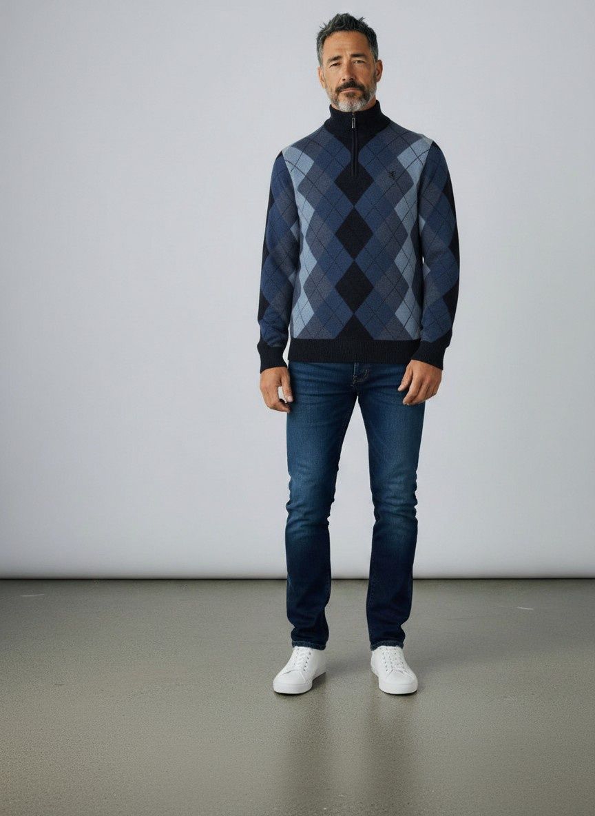 Pringle | Wayne Lambswool 1/4 Zip Jersey | Navy