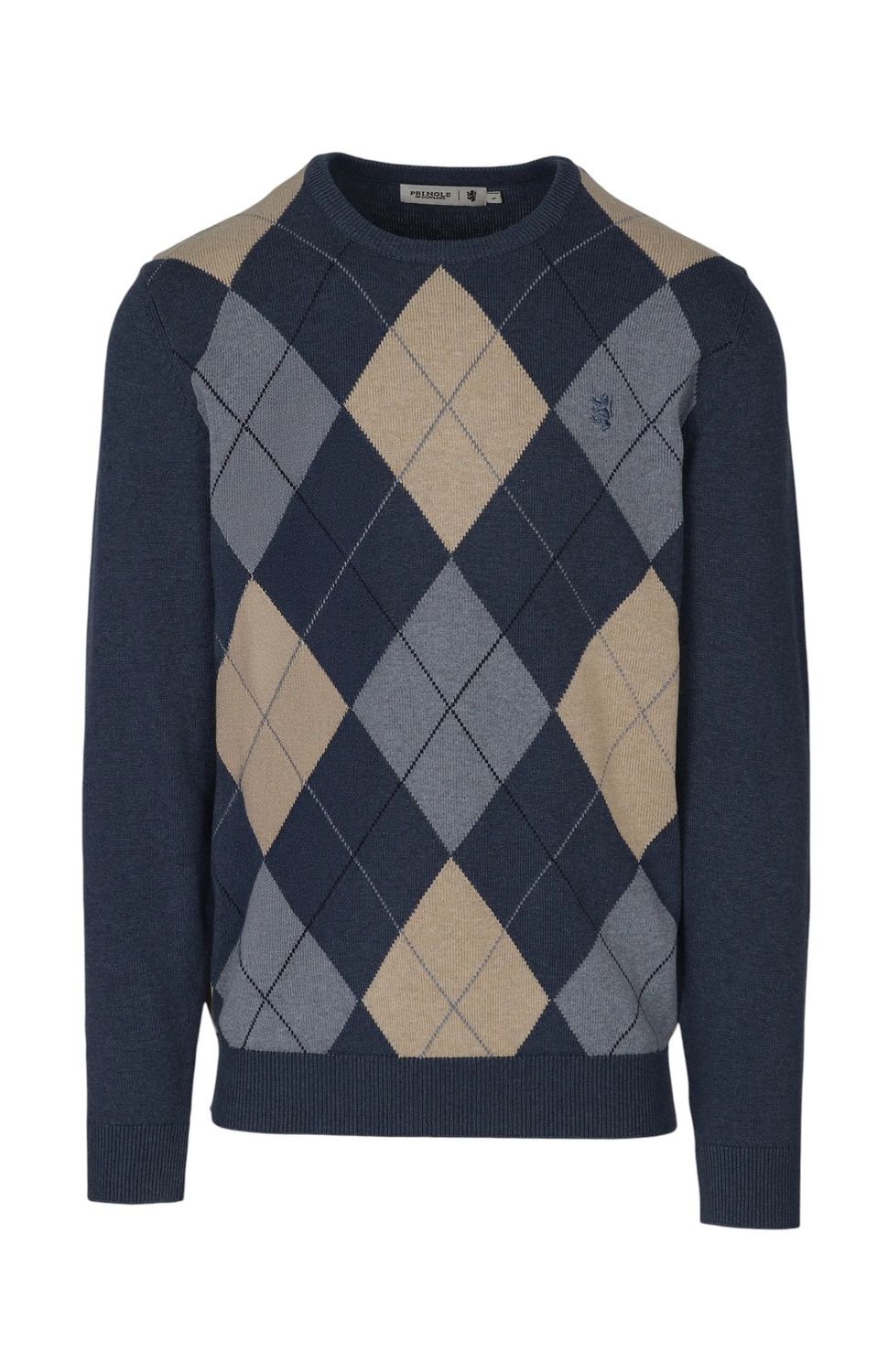 Pringle | Paul Argyle Crew Neck Knitwear | Blue