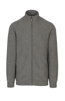 Pringle | Joshua Tonal Argyle Zip Cardigan | Grey Melange