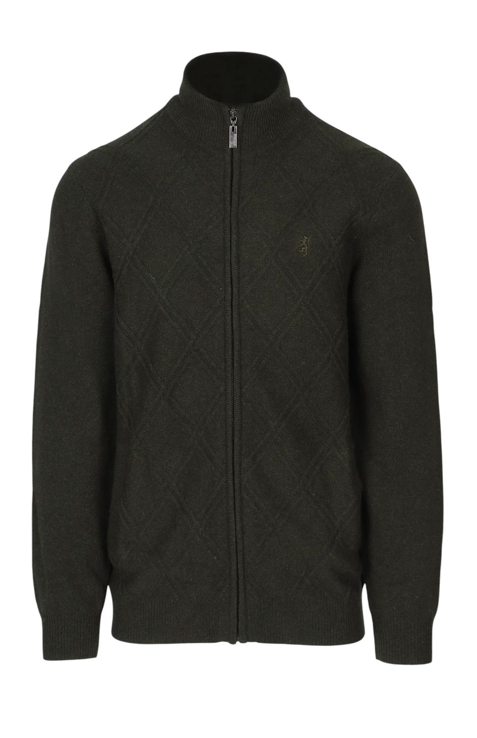 Pringle | Joshua Tonal Argyle Zip Cardigan | Olive