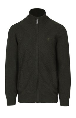 Pringle | Joshua Tonal Argyle Zip Cardigan | Olive