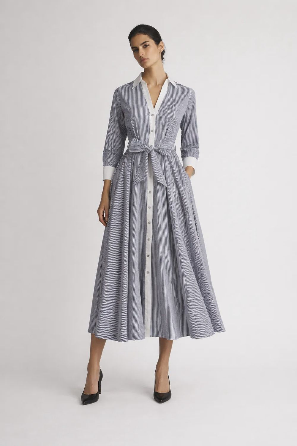 Pringle | April Stripe Shirt Dress | Black &amp; White