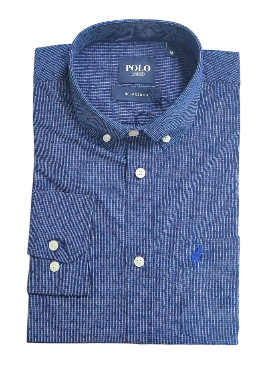 Polo | Varys Long Sleeve Shirt | Block Dobby | Navy