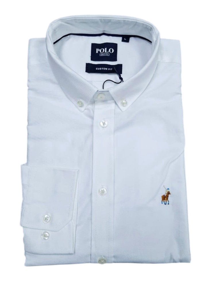 Polo | Iman Classic Oxford Long Sleeve Shirt | White, Size: M