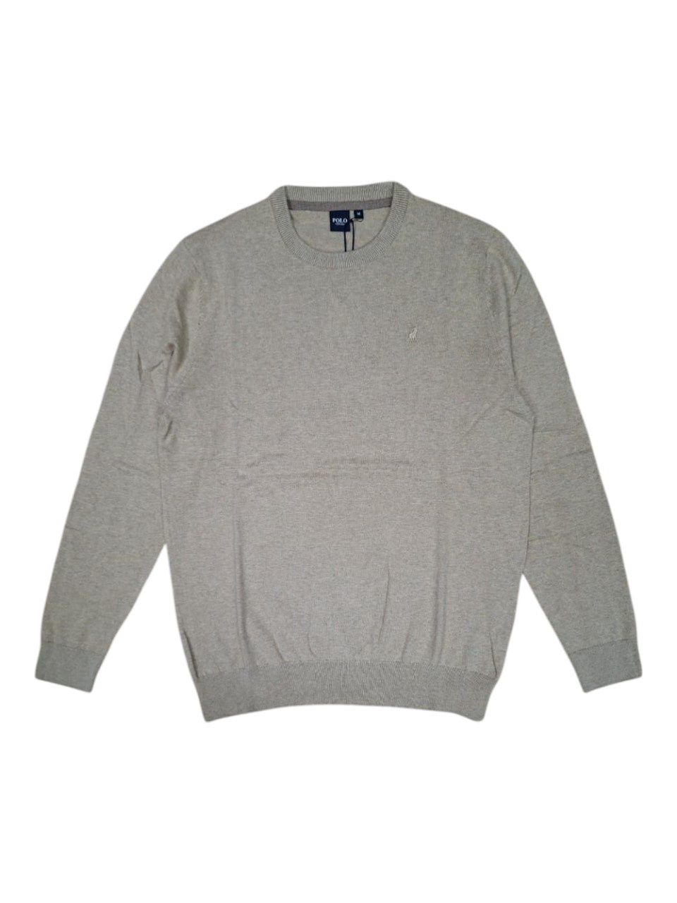Polo | Luke Essential Cotton Crew Knitwear | Stone, Size: S