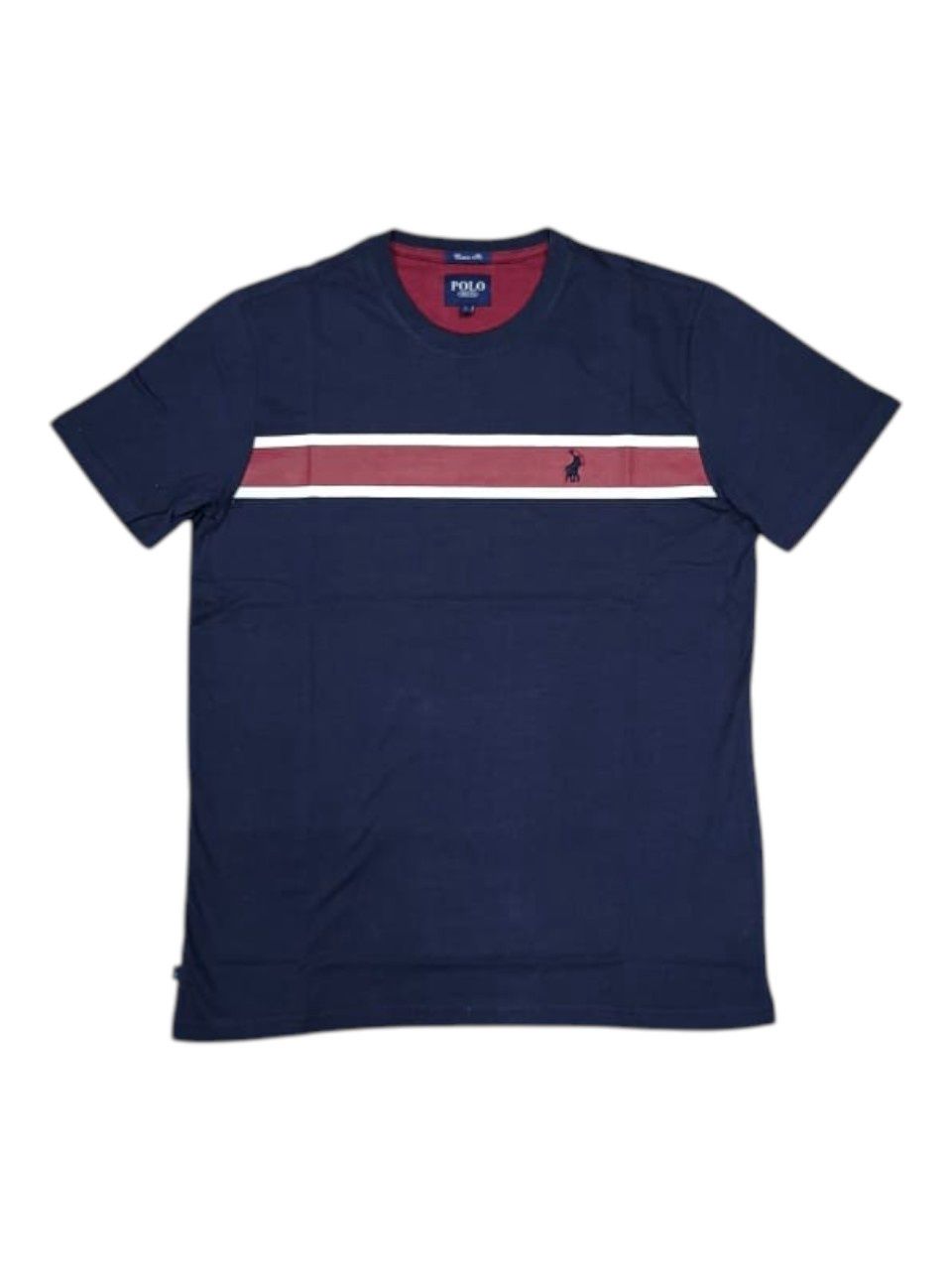Polo | Asher Printed Stripe T-shirt | Navy, Size: M