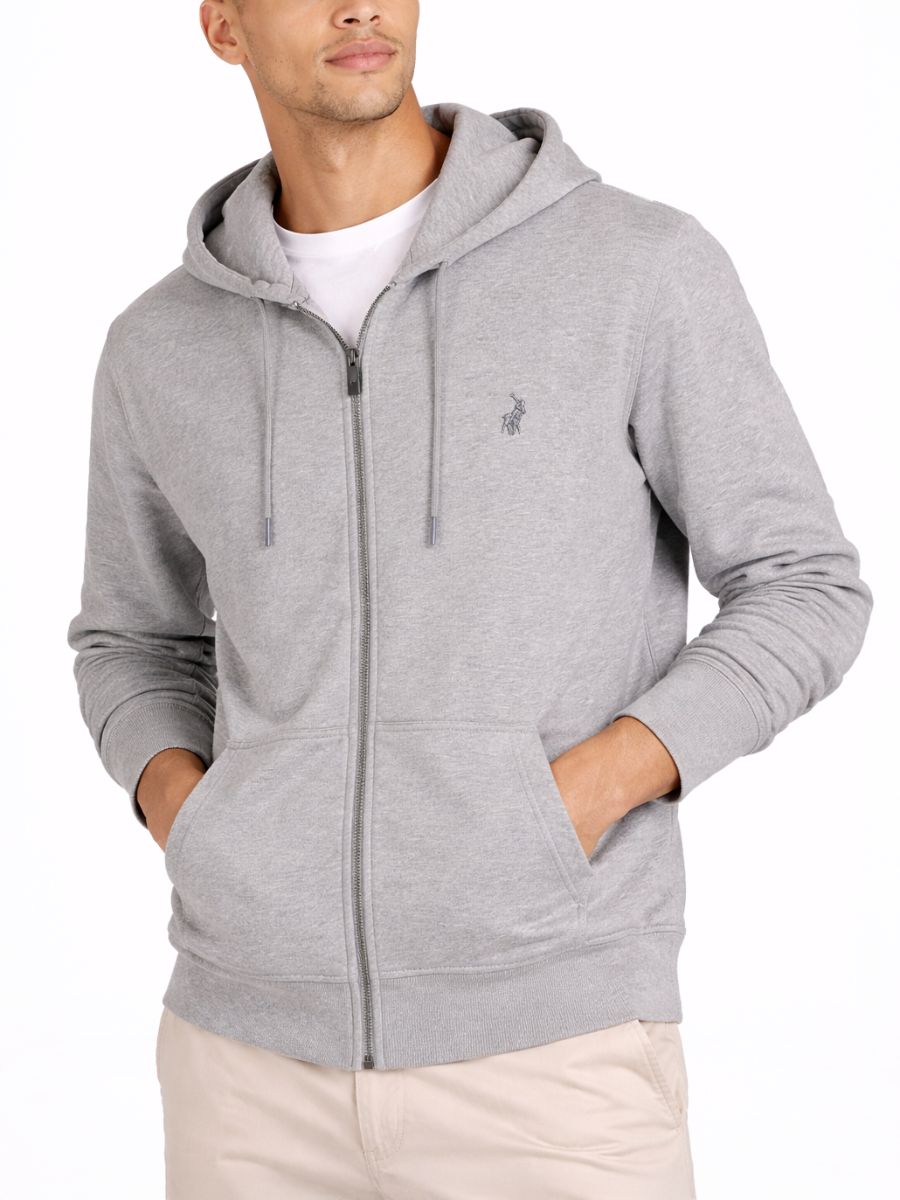 Polo | Aakil Essential Fleece Hoodie | Grey Melange