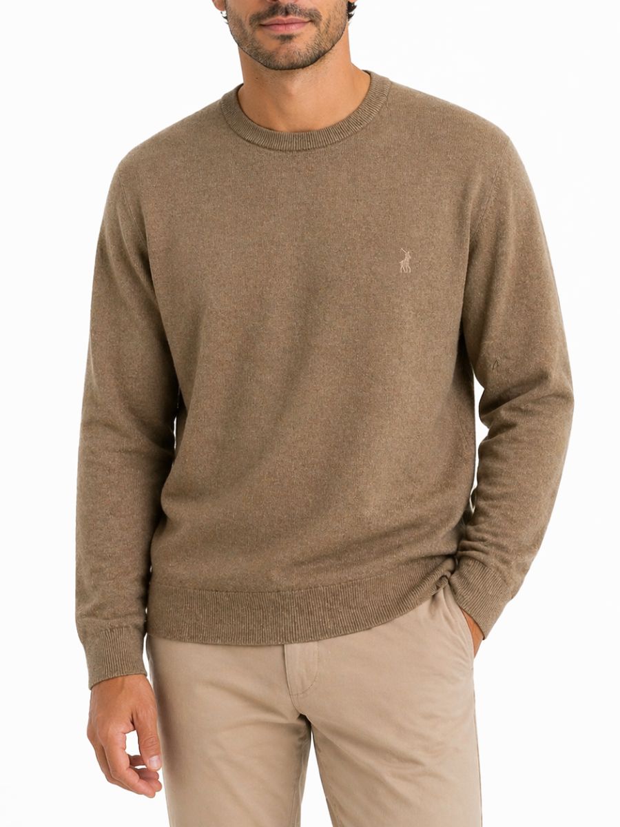Polo | Luke Essential Crew Neck knitwear | Brown, Size: M