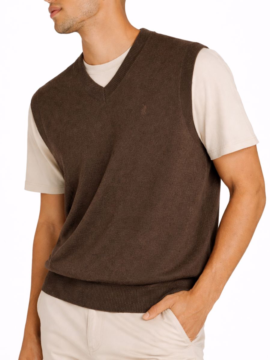 Polo | Luke Essential Crew Neck Sleeveless knitwear | Brown