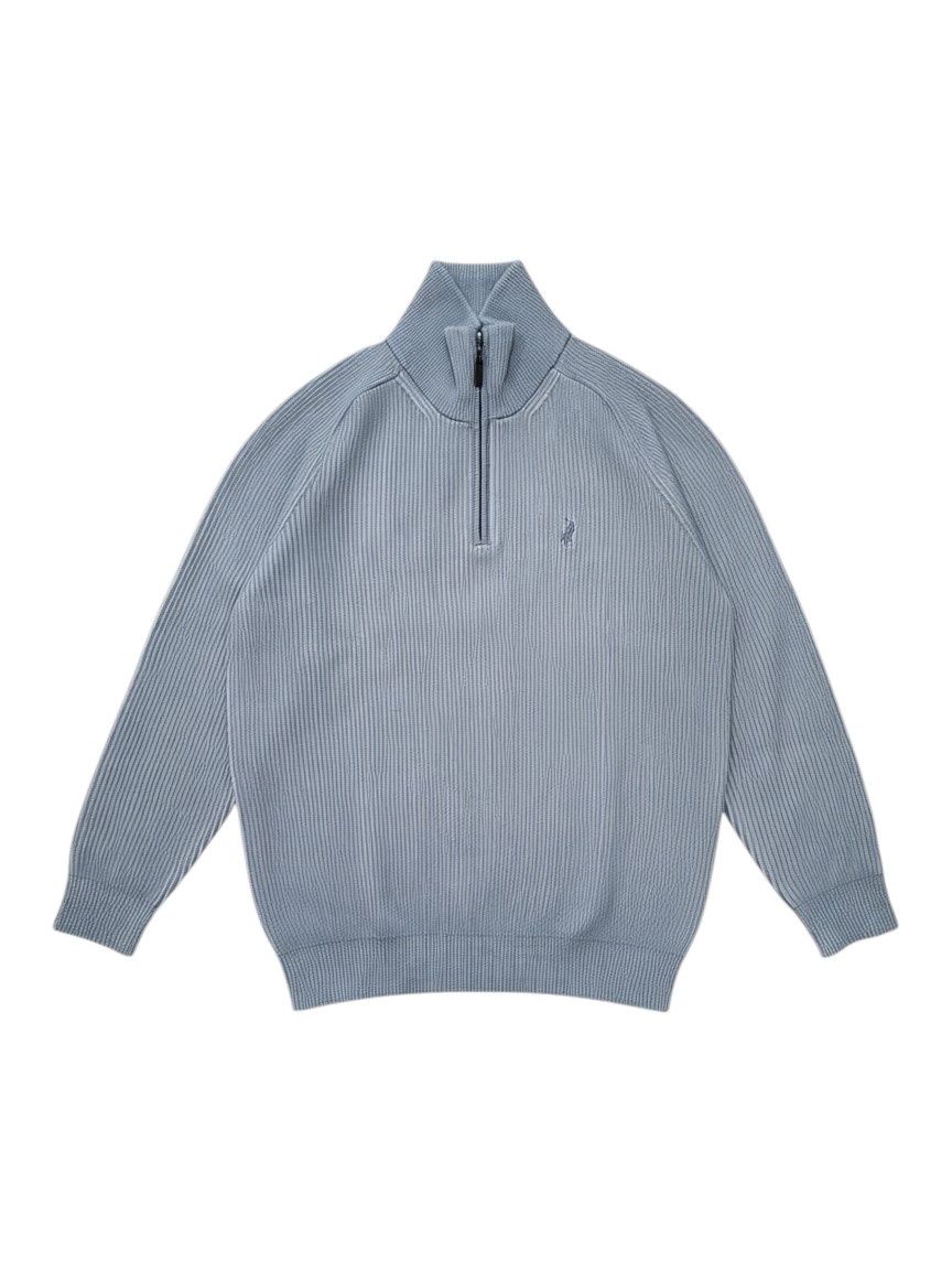 Polo | Jamal Textured 1/4 Zip Knitwear | Grey, Size: M