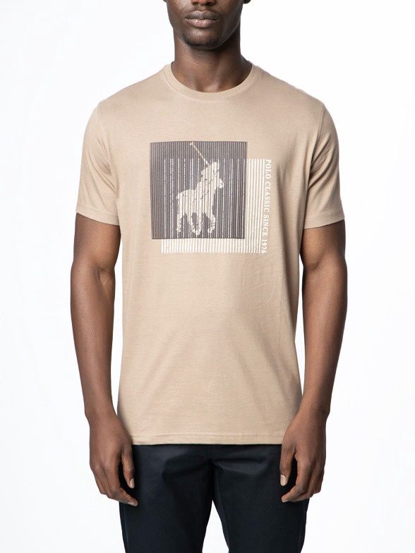 Polo | Issa Block Printed T-shirt | Taupe
