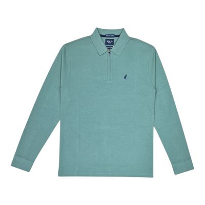 Polo | Arnold 1/4 Zip Double Yarn Long Sleeve Golfer | Sage