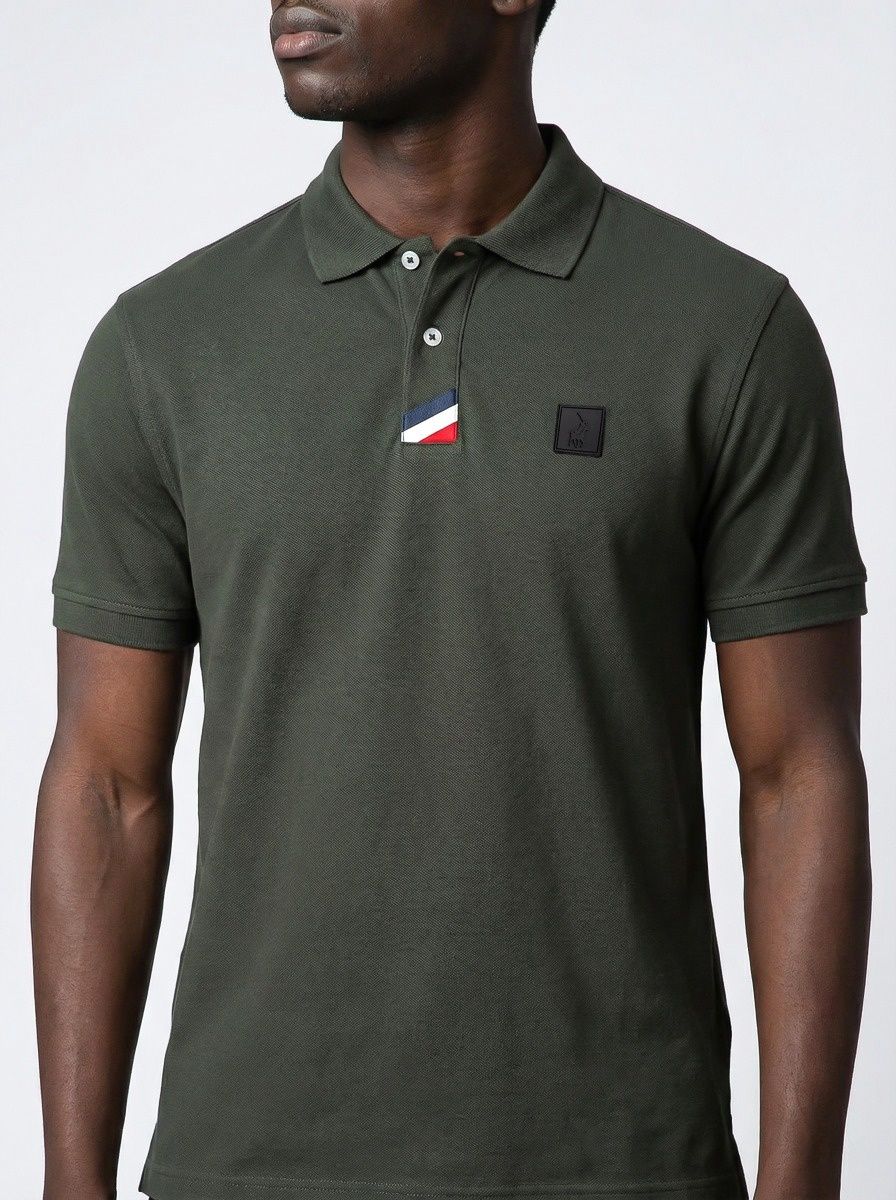 Polo | Jenson Badge Short Sleeve Golfer | Olive