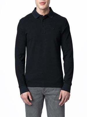 Polo | Carter Long Sleeve Pique Golfer | Black