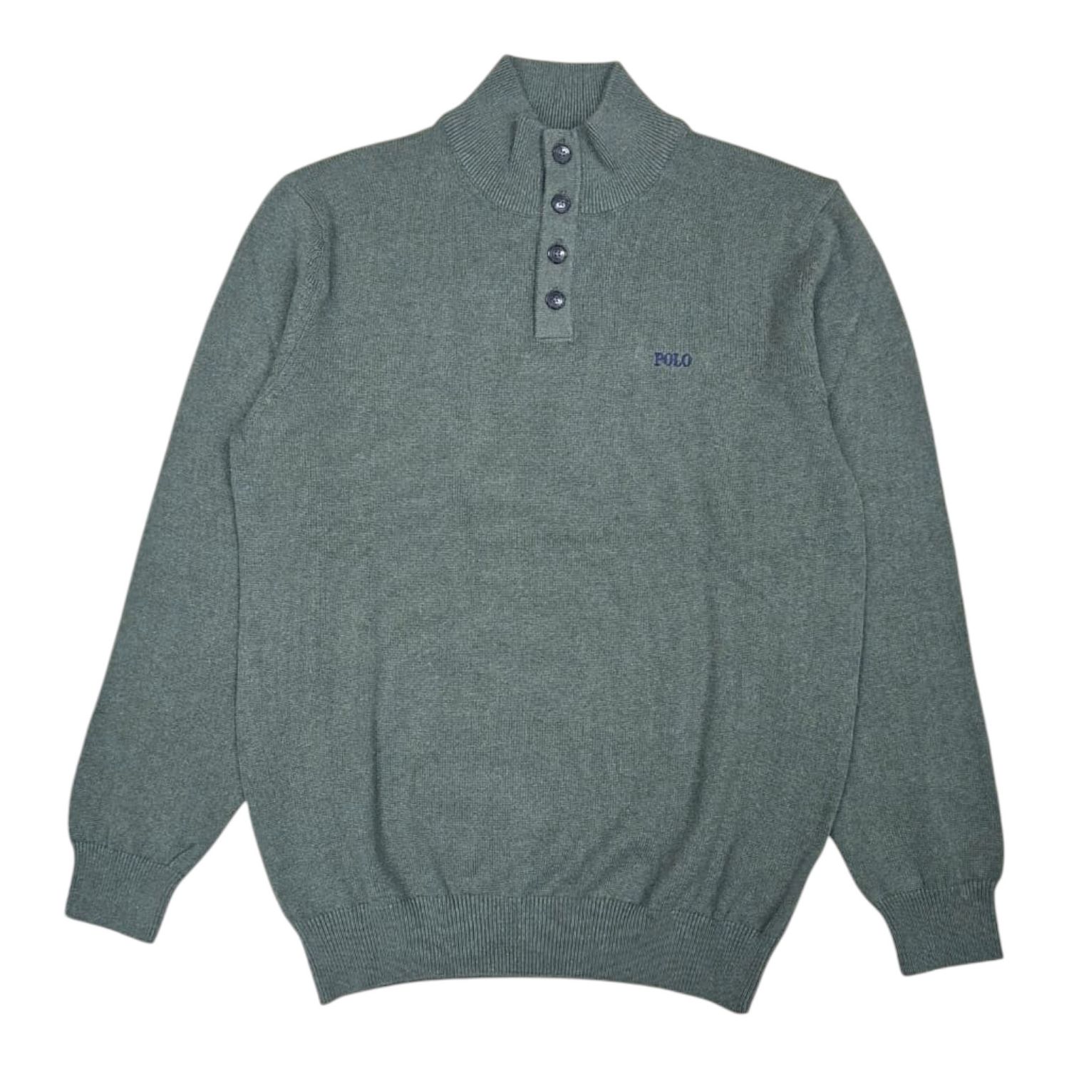 Polo | Torres 3 Button Funnel Neck Knitwear | Fatigue, Size: S