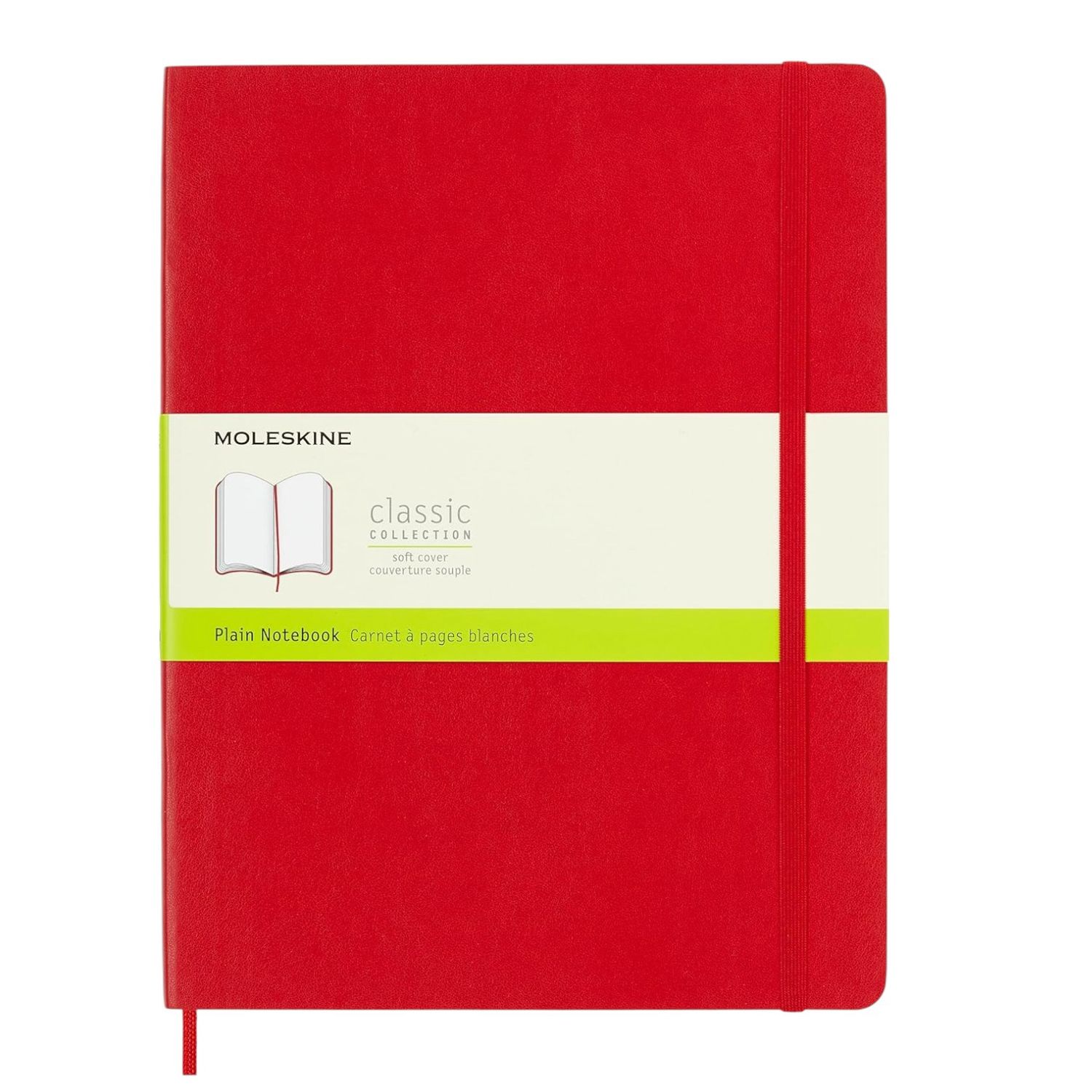 Moleskine | Classic  Extra Large Notebook Soft Cover | Scarlet Red- Plain, Size: XL - 19 × 25 cm