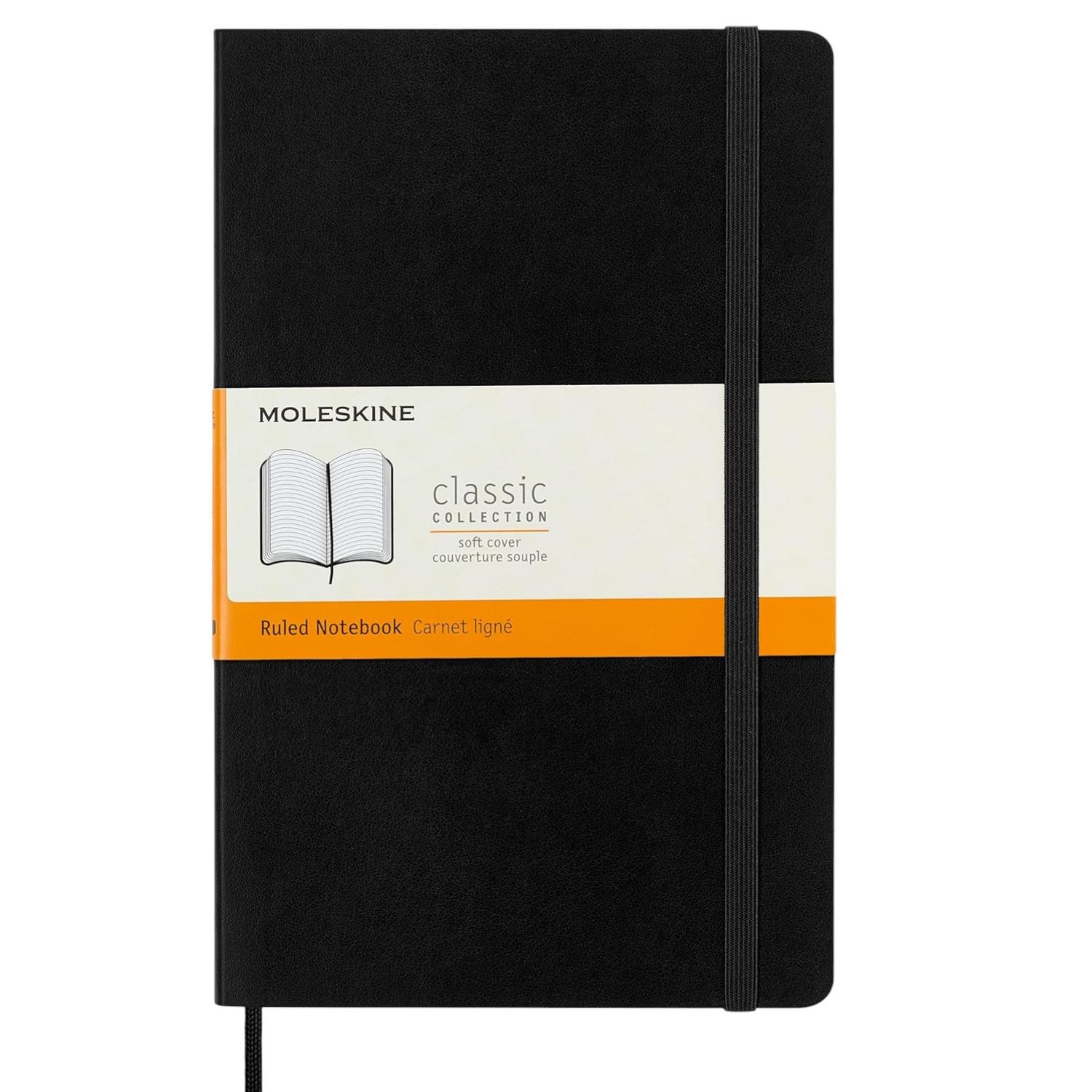 Moleskine | Classic Notebook Soft Cover | Black - Ruled, Size: Large - 13 × 21 cm
