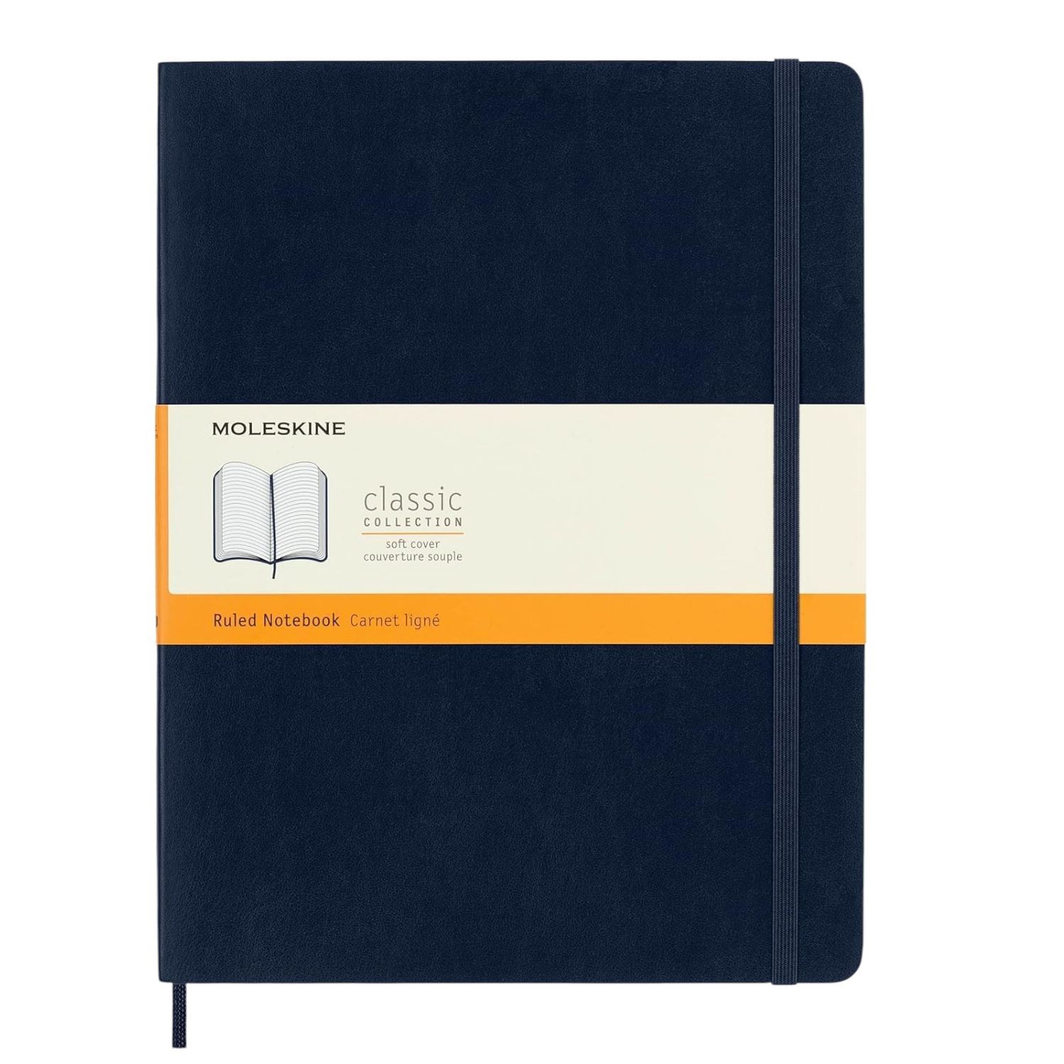 Moleskine | Classic  Extra Large Notebook Soft Cover | Sapphire Blue - Ruled, Size: XL - 19 × 25 cm