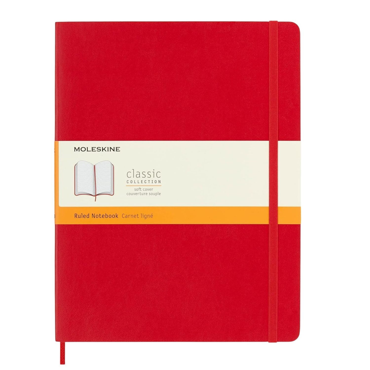 Moleskine | Classic Notebook Soft Cover | Scarlet Red- Ruled, Size: XL - 19 × 25 cm