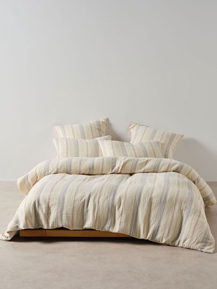 Linen House | Coolum Duvet Cover Set | Silver, Size: Double – 200x200cm