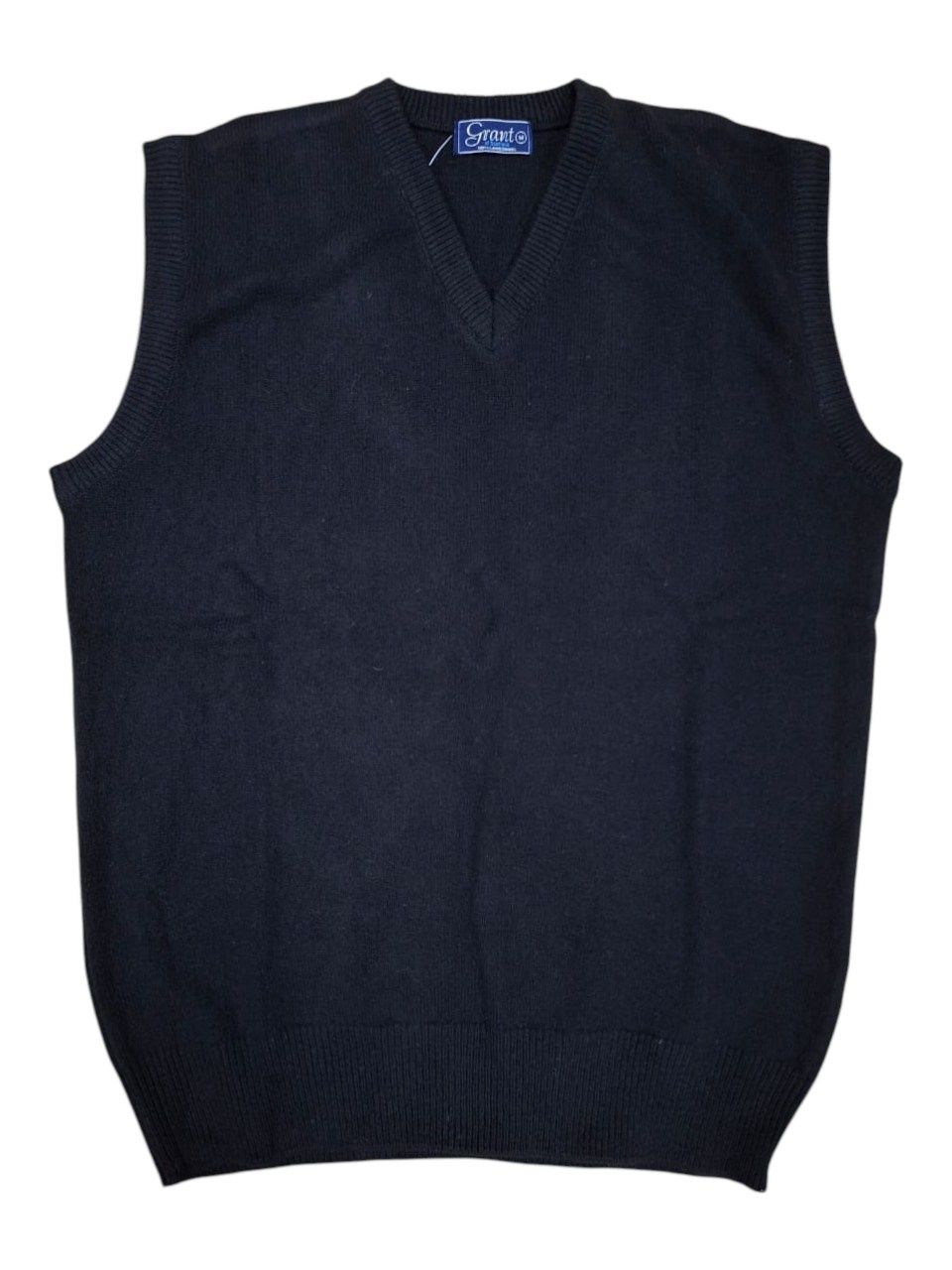 Grant | Lambswool Plain Slipover | Black, Size: S