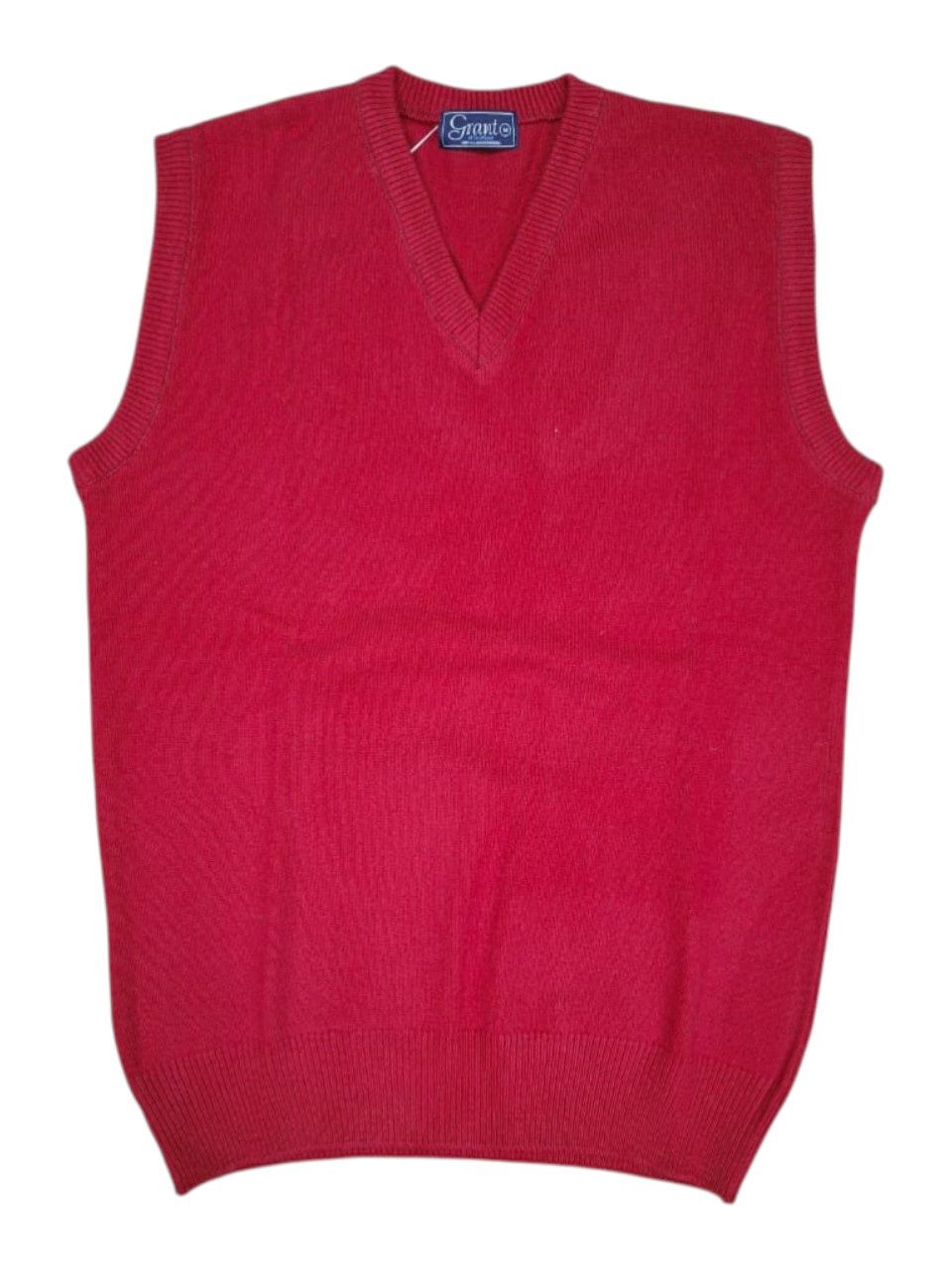 Grant | Lambswool Plain Slipover | Flame, Size: S