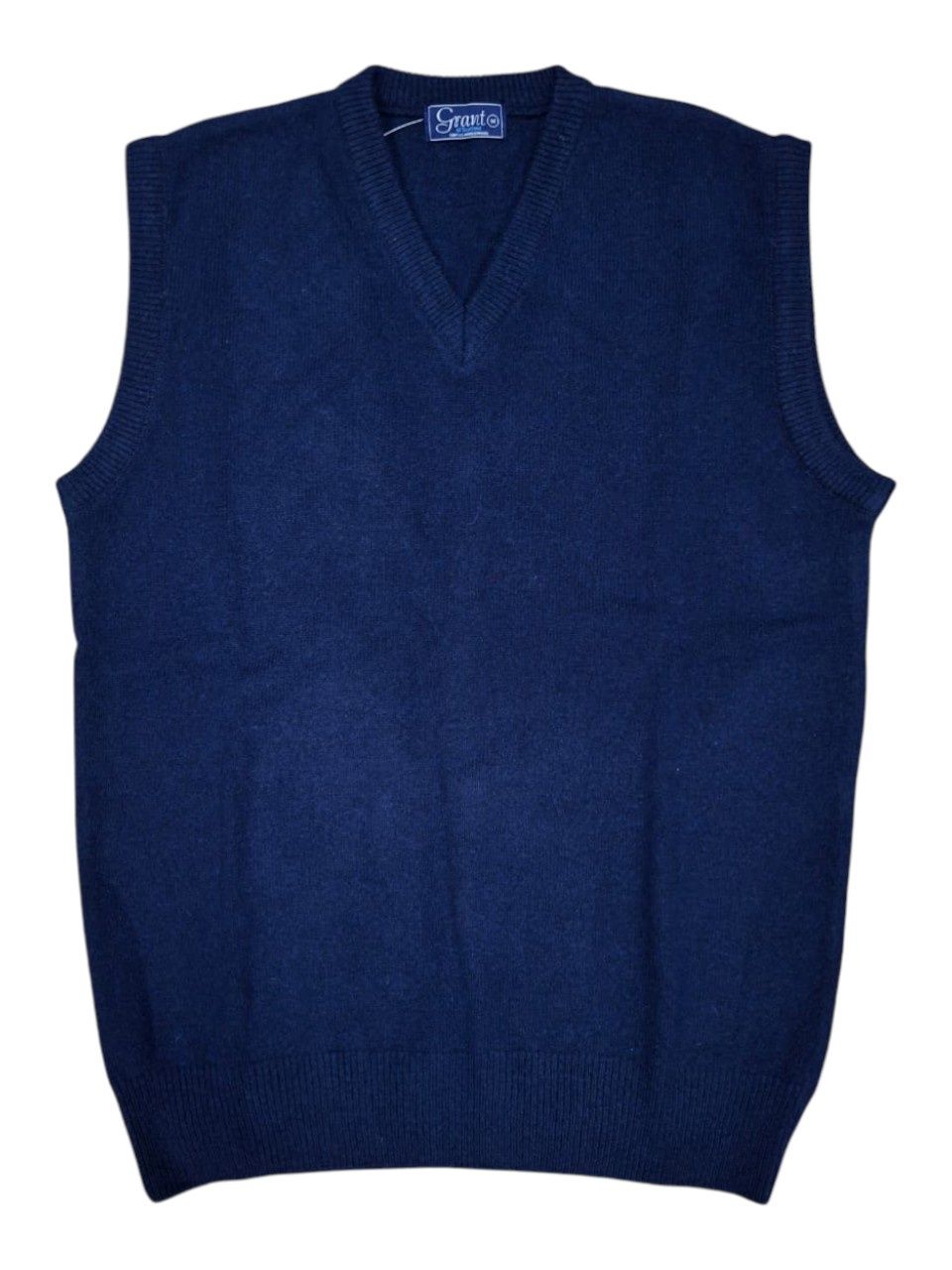 Grant | Lambswool Plain Slipover | Navy, Size: S