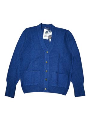 Grant | Plain Lambswool Cardigan | Blue Ribbon
