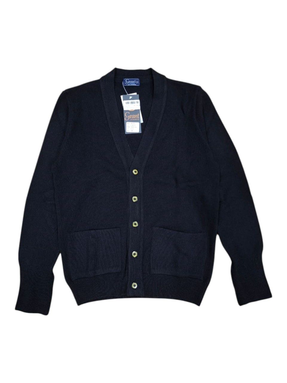 Grant | Plain Lambswool Cardigan | Black, Size: S