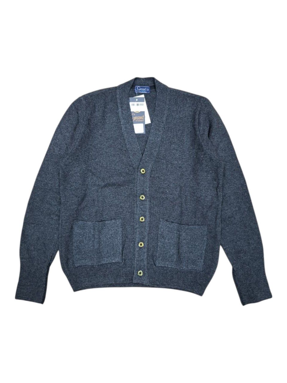 Grant | Plain Lambswool Cardigan | Charcoal, Size: S