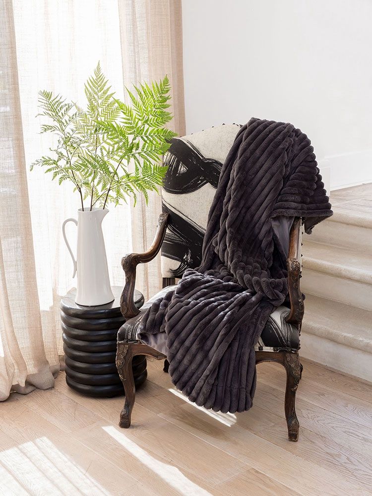 Linen House | Decadence Fur Throw | Grey Moonstone | 150x200