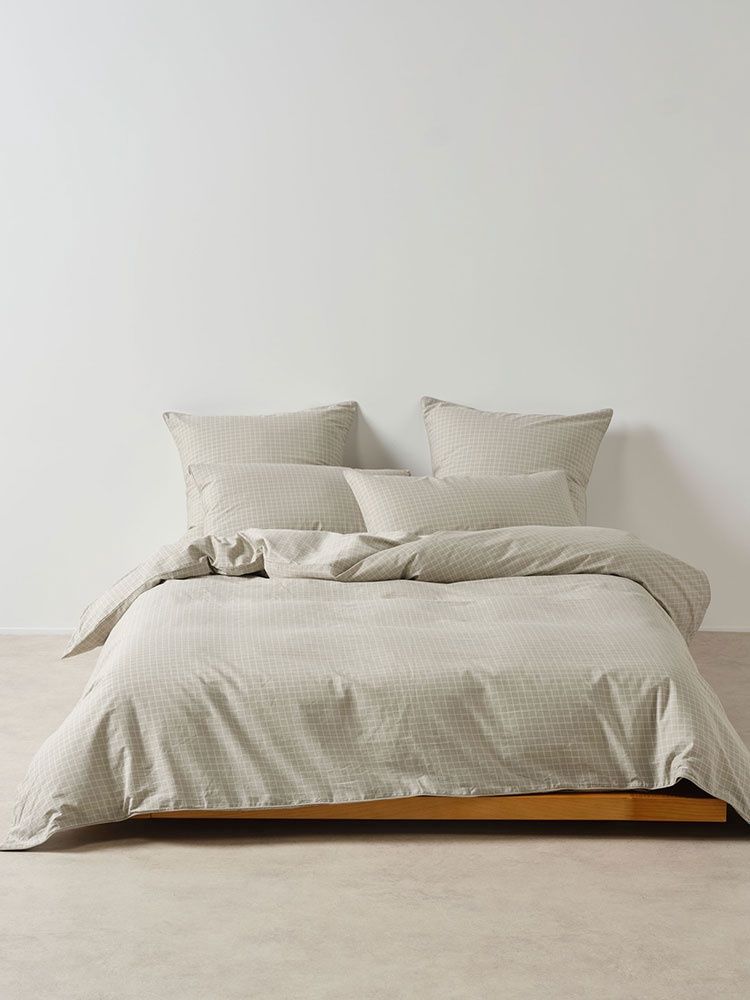 Linen House | Volley Check Duvet Cover Set | Pebble