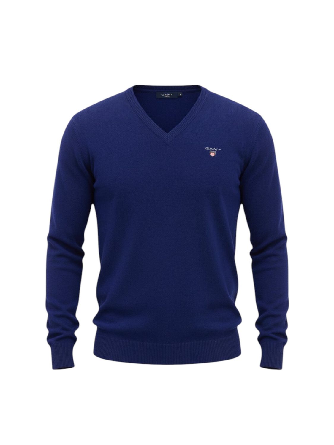 Gant | Super Fine Lambswool V-Neck Sweater | Blue