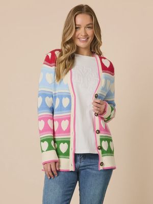 Threadz | Chic Hearts Cardigan | Pink