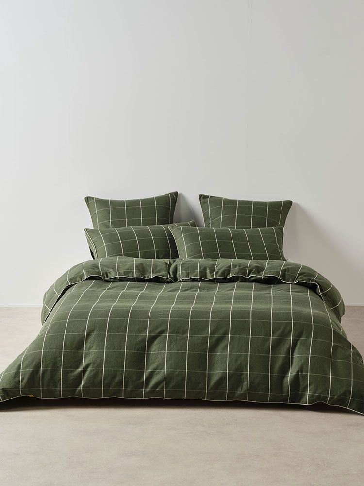 Linen House | Atrium Duvet Cover Set | Forest, Size: Queen – 230x200cm