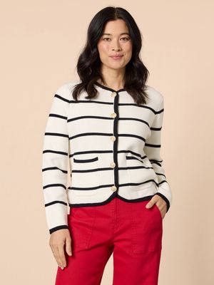 Gordon Smith | Hampton Stripe Cardigan | Ivory-Navy