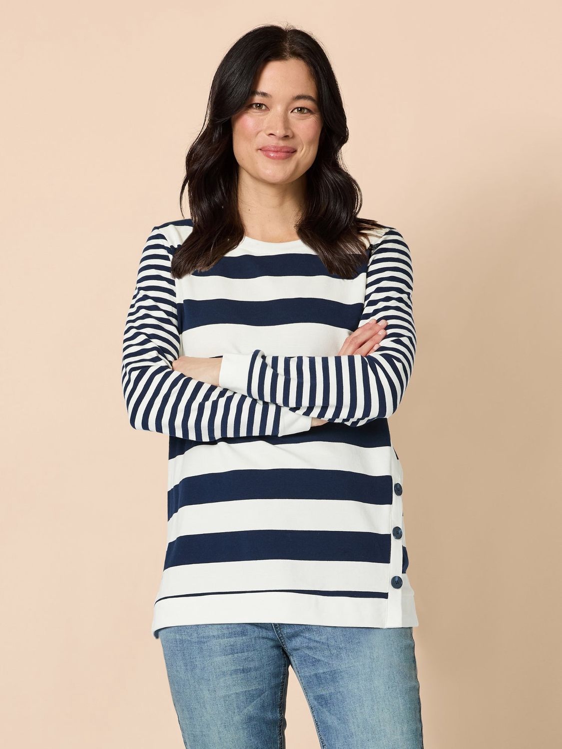 Gordon Smith | Newport Stripe Top | Navy &amp; Ivory, Size: S