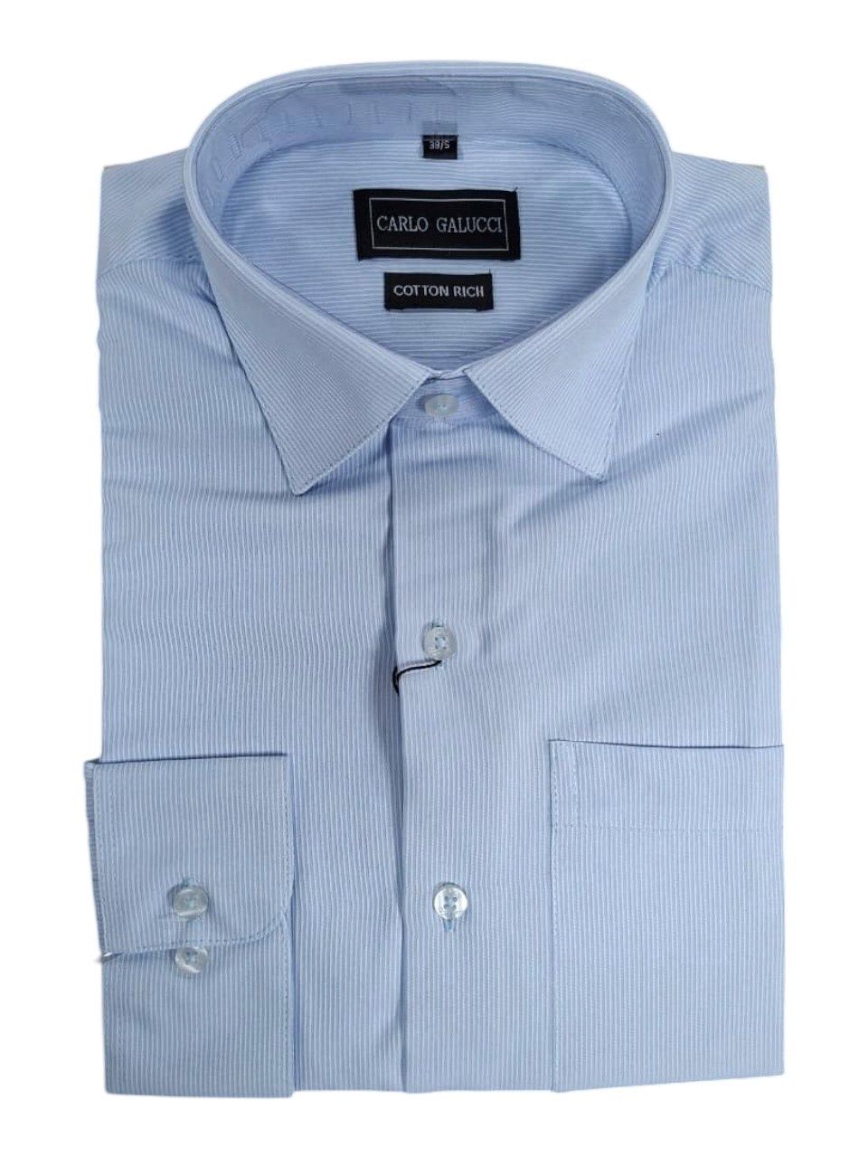 Carlo Galucci | Classic Long Sleeve Textured Shirt CK1159 | Sky, Size: 38