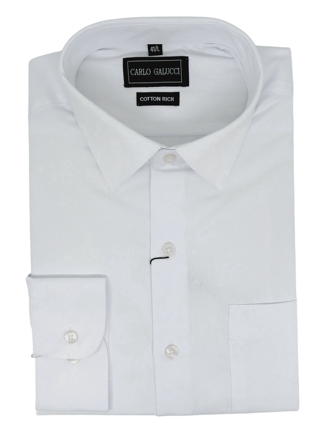 Carlo Galucci | Classic Long Sleeve Textured Shirt CK1159 | White, Size: 38