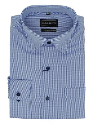 Carlo Galucci | Classic Long Sleeve Shirt CK1331 | Blue Dogtooth