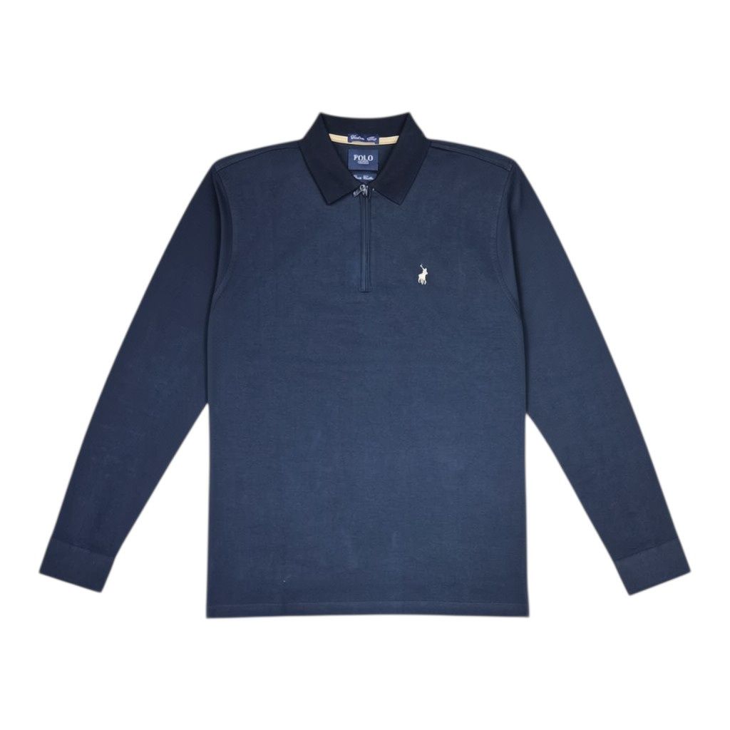 Polo | Arnold 1/4 Zip Double Yarn Long Sleeve Golfer | Black