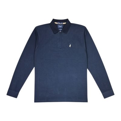 Polo | Arnold 1/4 Zip Double Yarn Long Sleeve Golfer | Black