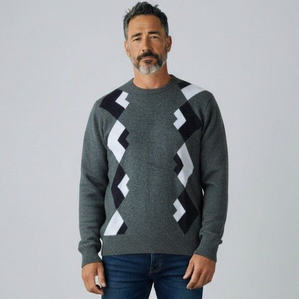 Grant | Diamond Lambswool Fancy Neck Jersey | Leida