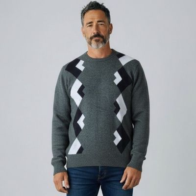 Grant | Diamond Lambswool Fancy Neck Jersey | Leida