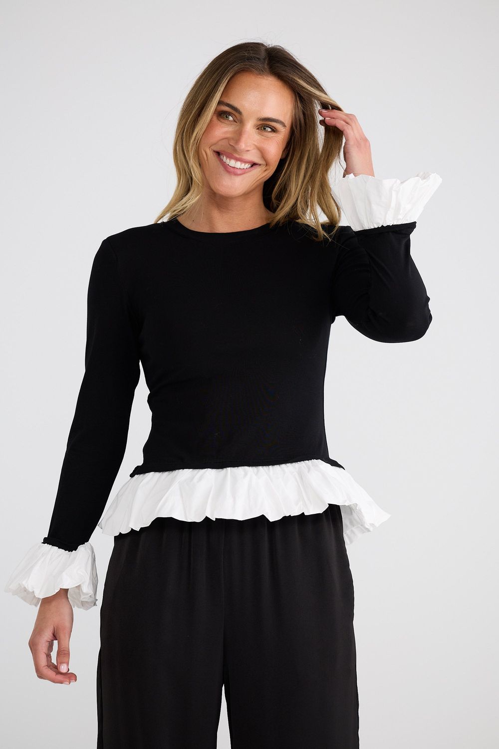 Brave &amp; True | Wilde Top | Black &amp; White, Size: S