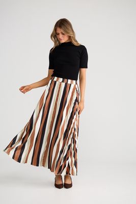 Brave &amp; True | Alias Pleated Skirt | Oakley stripe